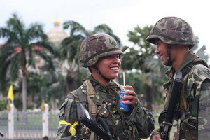 Taking a break from standing guard