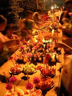 Krathongs of all shapes and sizes