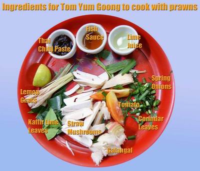 Ingredients for Tom Yum Goong