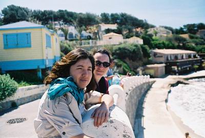 Muriel and Anne looking out at the Mediterranean Sea
