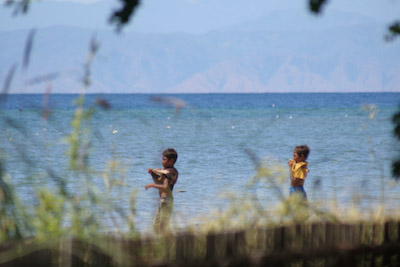 Kids playing on the beach